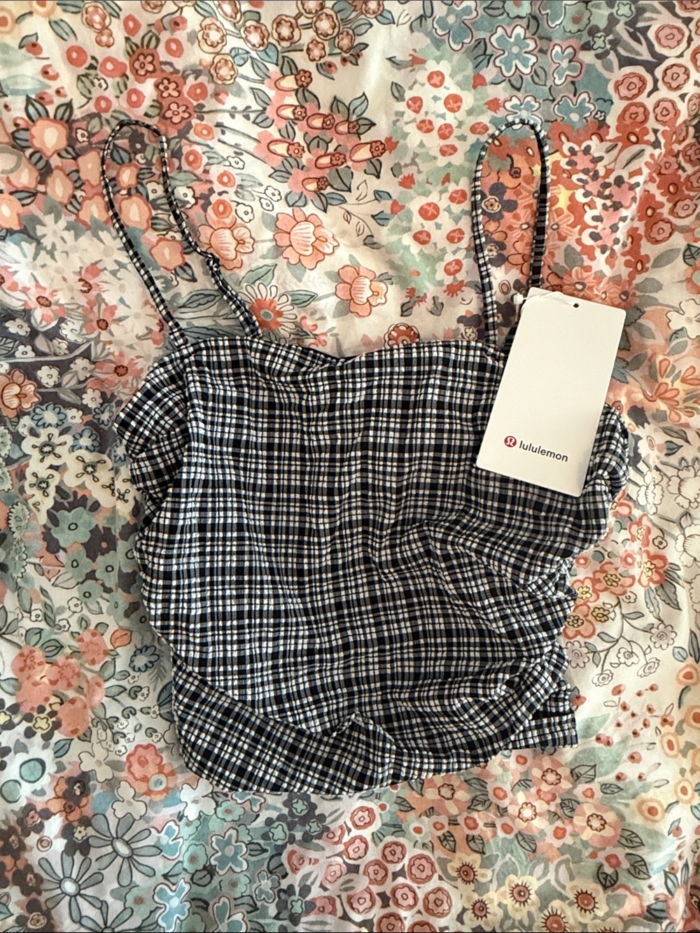lululemon athletica Black & White Gingham Spaghetti-Strap Camisole